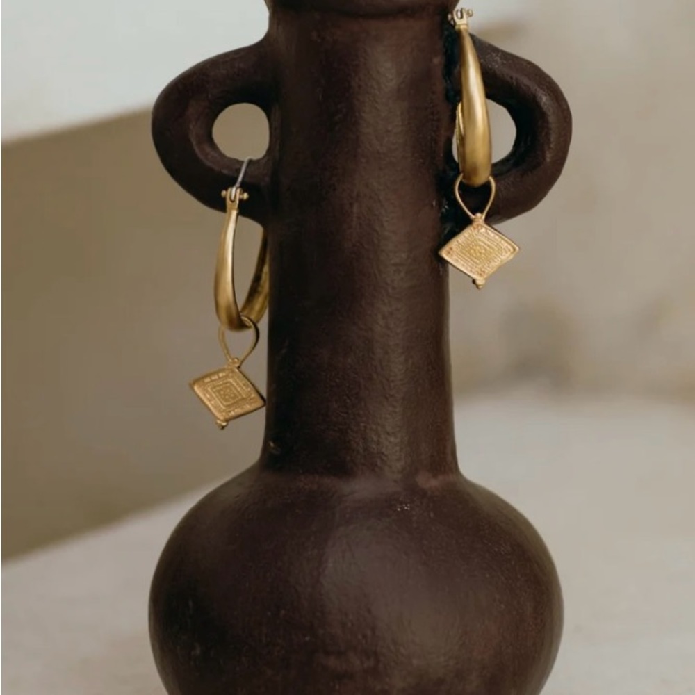 Nakila Collective 2 Pairs Brass Earrings.